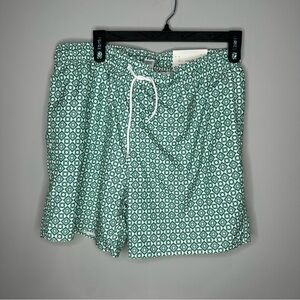 Arizona Jean Company Green Swim Trunks with Geometric Pattern